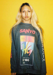 sanyo raglan sweatshirt - Public Space xyz - vaporwave aesthetic clothing fashion, kawaii, pastel, pastelgrunge, pastelwave, palewave