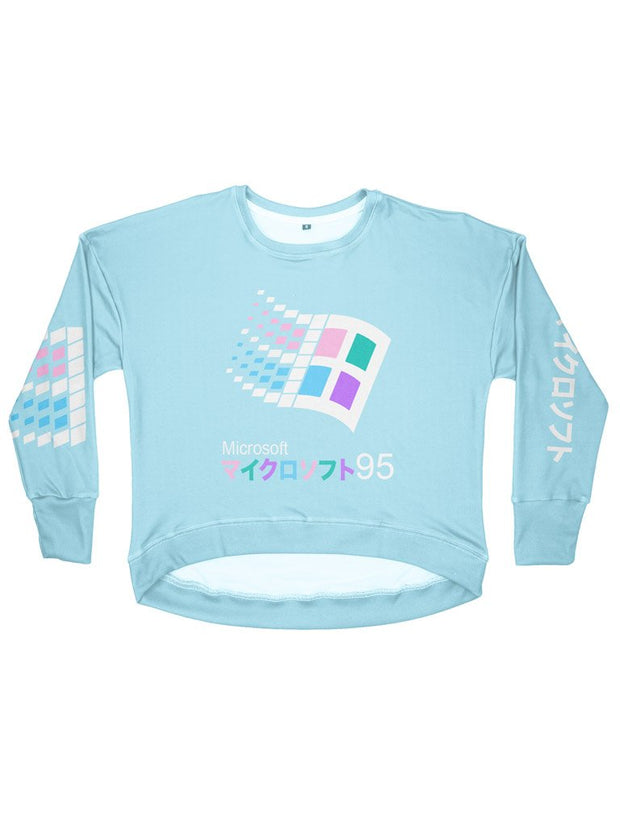 candy 95 women's drop shoulder sweatshirt - Public Space xyz - vaporwave aesthetic clothing fashion, kawaii, pastel, pastelgrunge, pastelwave, palewave