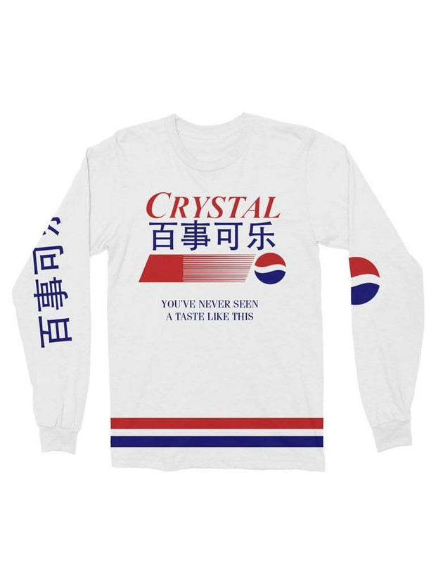 crystal pepsi long sleeve t - Public Space xyz - vaporwave aesthetic clothing fashion, kawaii, pastel, pastelgrunge, pastelwave, palewave